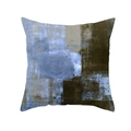 Quadratischer Kissenbezug mit abstraktem Aquarellmuster in Blau und Grau aus Pfirsichhaut - Abstrakte Ölgemälde einseitig bedruckt (TPR309-32) / 45x45cm / Blau Grau Braun