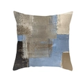 Quadratischer Kissenbezug mit abstraktem Ölgemälde in Blau und Beige Pfirsichhaut - Abstrakte Ölgemälde einseitig bedruckt (TPR309-31) / 45x45cm / Grau Blau Braun