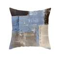 Moderner abstrakter Kissenbezug mit blau-grauen Pinselstrichen auf strukturiertem Stoff - Abstrakte Ölgemälde einseitig bedruckt (TPR309-30) / 45x45cm / Dunkelgrau Blau Beige