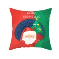 Fodera per cuscino natalizia con stampa Babbo Natale e albero su tessuto pelle di pesca - Albero di Natale Rosso e Verde (TPR334-5)