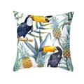 Quadratischer Kissenbezug mit Aquarell-Tukan und Ananas-Tropenblatt-Druckmotiv - 45*45cm (Ohne Kissenfüllung) / Tukan Ananas Tropen Stil (TPR357-18)