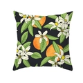 Kissenbezug mit Zitrusfrucht-Muster auf schwarzem Stoff aus weicher Pfirsichhaut - 45*45cm (Ohne Kissenfüllung) / Schwarzer Hintergrund Zitrus Orangenblüten Stil (TPR357-20)