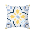Housse de coussin en peau de pêche avec motifs tulipes jaunes et fleurs bleues - Style de Motif d'Art de Tulipe (TPR329-5)