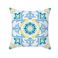 Housse de coussin peau de pêche à motif mandala bleu et jaune pour canapé - Style Mandala Exotique (TPR329-6)