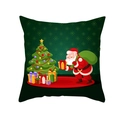 Federa natalizia con stampa Babbo Natale e albero su sfondo verde scuro - Babbo Natale Verde Scuro che dà Regali (TPR334-23)