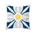 Housse de coussin en peau de pêche avec motif floral géométrique jaune et bleu - Style de Cercle Central Géométrique Moderne (TPR329-8)