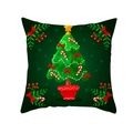Federa per cuscino verde scuro con stampa di albero di Natale e bastoncini di zucchero - Albero di Zucchero Filato Verde Scuro (TPR334-24)