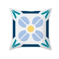 Housse de coussin en peau de pêche avec motif floral géométrique bleu et jaune - Style de Fleur Nordique à Quatre Pétales (TPR329-9)