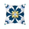 Housse de coussin peau de pêche avec motif géométrique méditerranéen bleu et jaune - Style Bohème Étoile de Croix (TPR329-10)