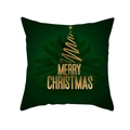 Fodera per cuscino verde scuro con albero di Natale dorato e Merry Christmas - Albero Metallico Verde Scuro (TPR334-26)