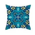 Blau-gelber geometrischer Kissenbezug mit mediterranem Fliesenmuster aus Pfirsichhaut - Mediterranes Symmetrisches Muster (TPR331-7)