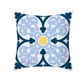 Housse de coussin en peau de pêche avec motifs floraux géométriques bleus - Style Bleu Symétrique Méditerranéen (TPR329-12)