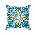 Mandala-Kissenbezug mit geometrischem Blumenmuster in Cyan und Gelb für Sofas - Bohemian Colorblock Blumen (TPR331-8)