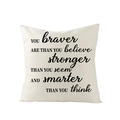 Polyester square throw pillow cover with black inspirational text on cream fabric - Black and White Artistic Letter Style (JYM125-1) / 45x45cm