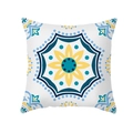 Housse de coussin peau de pêche avec motif géométrique mandala tournesol bleu et jaune - Style Mandala Tournesol (TPR329-13)