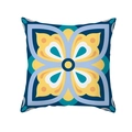 Kissenbezug aus Pfirsichhaut mit geometrischem Blumenmuster in Gelb und Blau - Radiale Geometrische Kunst (TPR331-9)