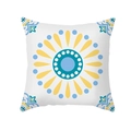 Taie d'oreiller en peau de pêche avec motif mandala soleil jaune et bleu sur fond blanc - Style de Motif Rayonnement Solaire (TPR329-14)