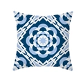 Blau-weißer Kissenbezug mit geometrischem Blumenmuster aus Pfirsichhaut-Stoff - Blau-Weiß Gestufter Stern (TPR331-10)