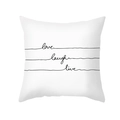 Witte kussensloop van perzikhuid met zwarte Love Laugh Live letters en lineair ontwerp - Love Laugh Live Stijl (TPR387-1) / 45x45CM (Zonder Kern)