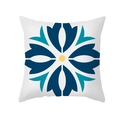 Housse de coussin en peau de pêche à motif floral bleu-vert avec accent jaune - Style Floral Abstrait Bleu Cyan (TPR329-15)