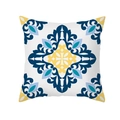 Quadratischer Pfirsichhaut-Kissenbezug mit blau-gelbem geometrischem Mandalamuster - Frisches Blau-Gelbes Mandala (TPR331-11)
