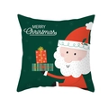 Federa verde natalizia con Babbo Natale dei cartoni e scritta Merry Christmas per divano - Babbo Natale Versione Q Verde Scuro (TPR334-31)