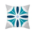 Housse de coussin en peau de pêche avec motifs géométriques bleus et gris sur blanc - Style Symétrique Bleu Cyan Gris (TPR329-17)