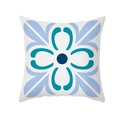 Housse de coussin en peau de pêche avec motifs géométriques marocains bleus et cyan - Style Visuel de Carreaux Marocains (TPR329-18)