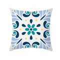 Taie d'oreiller carrée en peau de pêche avec motifs floraux géométriques bleus et jaunes - Style Multicolore Mandala Méditerranéen (TPR329-19)