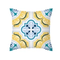 Quadratischer Kissenbezug mit gelb-blauem geometrischem Fliesenmuster Design - Hellgelber Mediterraner Druck (TPR331-16)