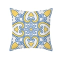 Kissenbezug aus Pfirsichhaut mit blau-gelbem geometrischem mediterranem Kachelmuster - Gelb-Blaues Kachel-Geometrie-Muster (TPR331-17)
