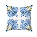 Blau-gelber Kissenbezug mit geometrischem Blumenmuster aus Pfirsichhaut-Stoff - Barockes Symmetrisches Rollenmuster (TPR331-18)