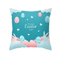 Federa per cuscino pasquale azzurra con conigli e uova scritta Happy Easter Day - Arte della Carta Nuvole Blu a Strati (TPR354-9)