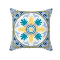 Kissenbezug aus Pfirsichhaut mit gelb-blauem geometrischem Mandala-Blumenmuster - Grau-Gelbes Radiales Muster (TPR331-20)