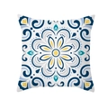 Geometrischer Kissenbezug aus Pfirsichhaut-Samt mit blau-gelbem Mandala-Muster - Navyblaues Mandala Blumenmuster (TPR331-21)