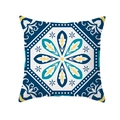 Geometrischer Kissenbezug mit Blumenmuster in Blau und Gelb aus Pfirsichhaut - Dunkelblauer Rollenradials-Stern (TPR331-22)