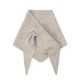 Detail of oatmeal knit triangular shawl showing high-quality wool texture and stitching - 95x95x160cm / Khaki