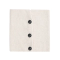 Winterse crème witte gebreide sjaal met klassieke verticale ribbels en retro knopen - Broken Wit