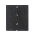 Macro detail of dark grey ribbed knit winter neck warmer with three black buttons - Black