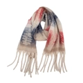 Close-up of checkered tassel scarf featuring red, blue and beige boucle knit textures - 02# Red Blue Stars