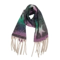 Detail of gradient star scarf with thick tassels and chunky mohair-like texture - 04# Green Purple Stars