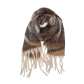 Détail d'un châle à motifs ondulés vintage avec tricot caramel et franges douces - Gris Foncé Café de Montagne (07#)