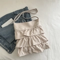 Sac bandoulière crème chic avec volants plissés et bandoulière réglable pratique - Blanc Cassé