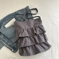 Sac fourre-tout gris foncé avec design à volants triple couche et fines bandoulières - Gris