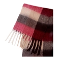 Detail of soft mohair texture and long tassels on a colorful plaid scarf - Wine Red (65#)
