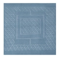 Close-up of blue knitted shawl featuring white geometric diamond patterns and textures - 95x95cm / Denim Blue