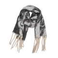 Châle d'hiver épais avec motif abstrait et longues franges dans les tons gris - Chaîne Gris