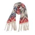 Winter chunky knit scarf with red and blue mountain pattern and fringe tassels - 185x40+15cm / 08# Mountain Red Blue