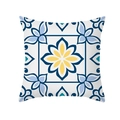 Kissenbezug aus Pfirsichhaut mit blau-gelbem geometrischem Blumenmuster-Design - Frisches Blau-Gelbes Symmetrisches Kachelmuster (TPR331-23)