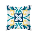 Housse de coussin carrée en peau de pêche avec motifs de carreaux méditerranéens bleus - Carreaux Symétriques Vert Lac Bleu Foncé (TPR329-27)